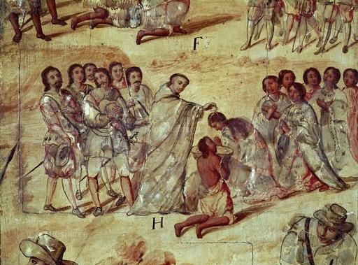 Fra' Bartolomeo de Olmedo cresimante degli Indiani.